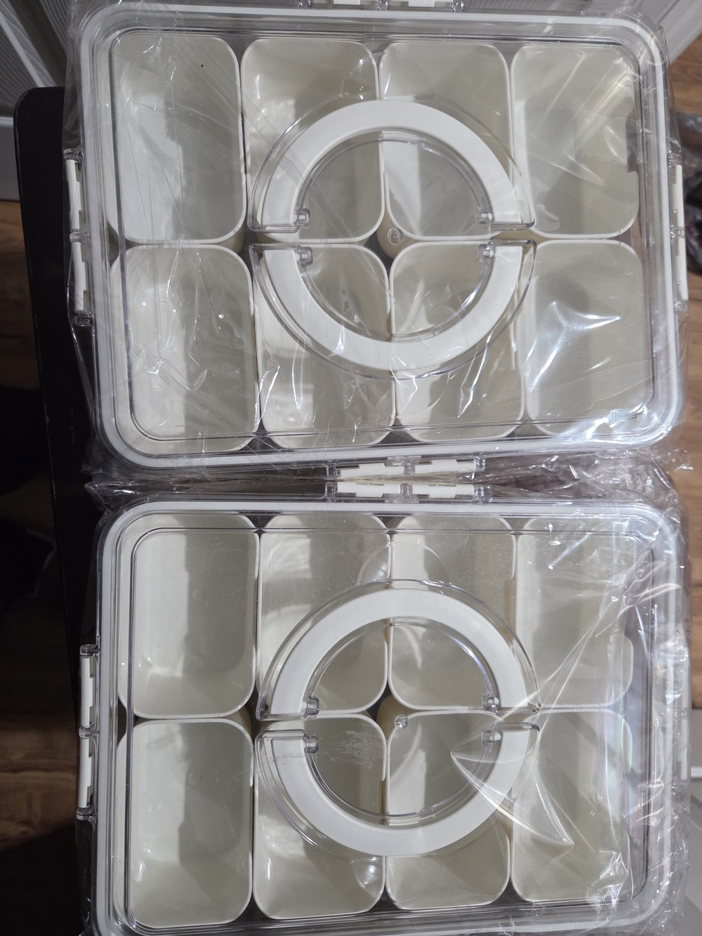 2 Piece Set Of Clear White Multi-Compartment Organizer Case for Accessories